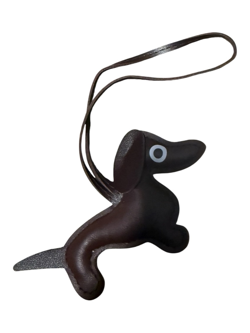 Dachshund Dog Leather Charm in Dark Brown